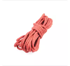 Мотузка для шибарі, червона 6мм/8м, джут, БДСМ бондаж